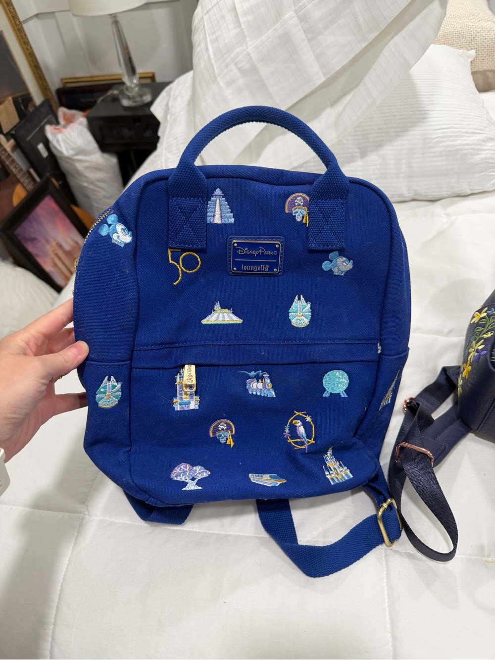 Disney Parks Loungefly Blue Embroidered Mini Backpack